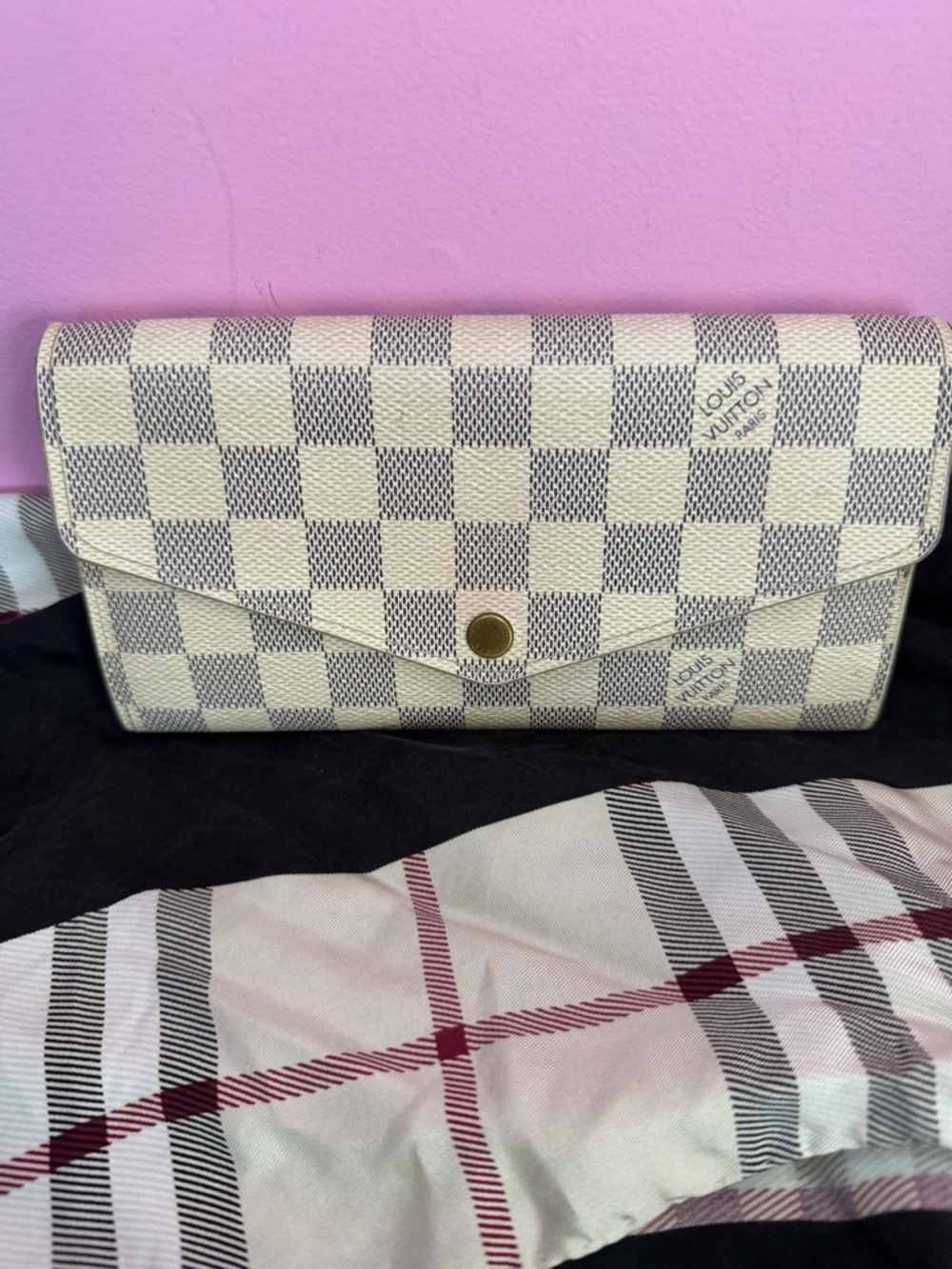 Louis Vuitton Ivory Damier Azur Checkered Long Wallet